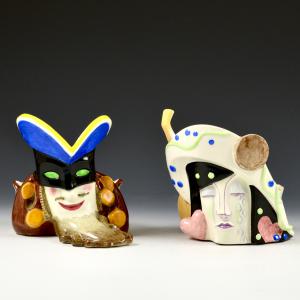 Pantalone Mask and Pierrot Mask - Mario Sturani, Manifattura Lenci, 1929